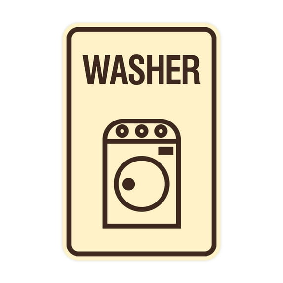 Signs ByLITA Portrait Round Washer Sign (Ivory/Dark Brown) - Large