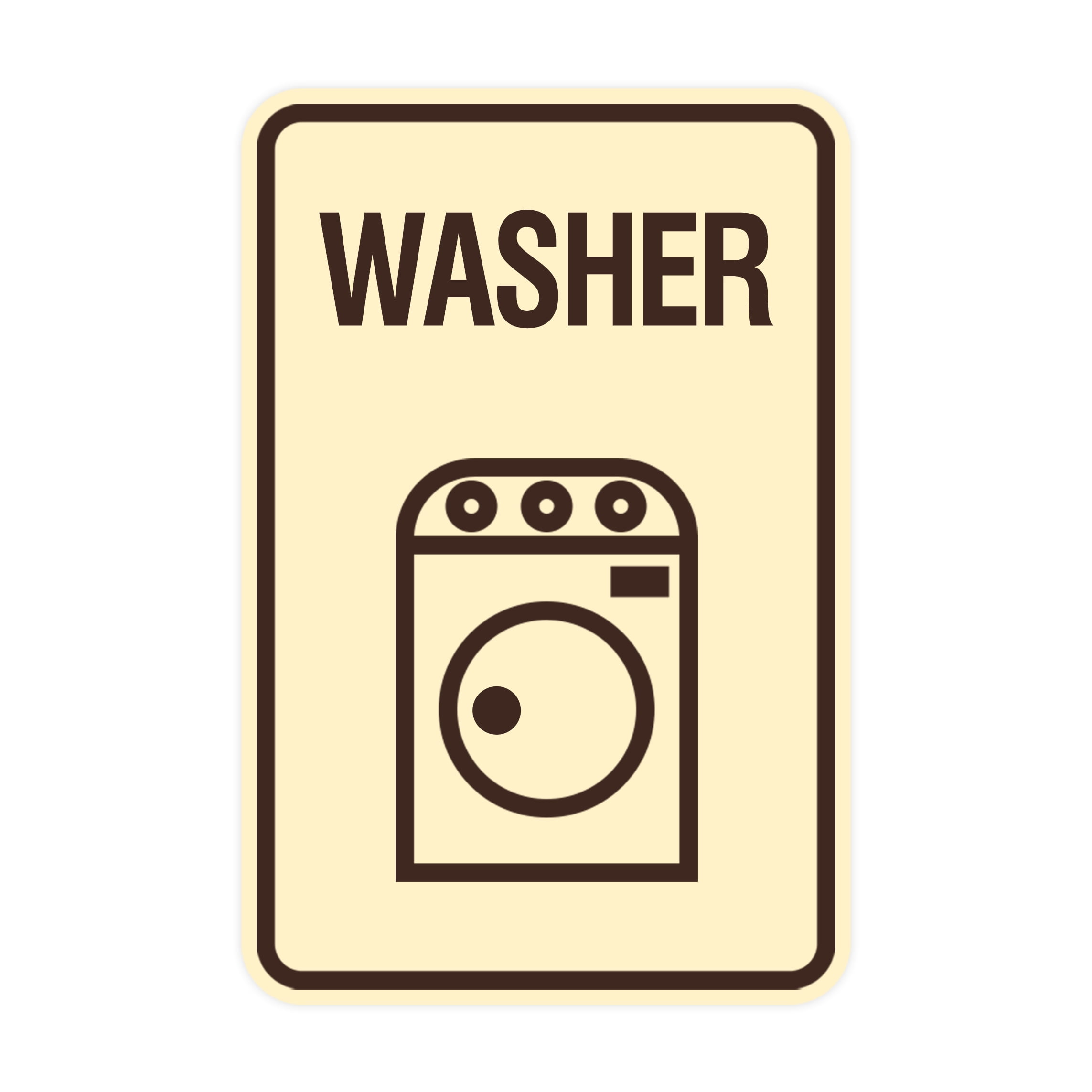 Signs ByLITA Portrait Round Washer Sign (Ivory/Dark Brown) - Medium ...
