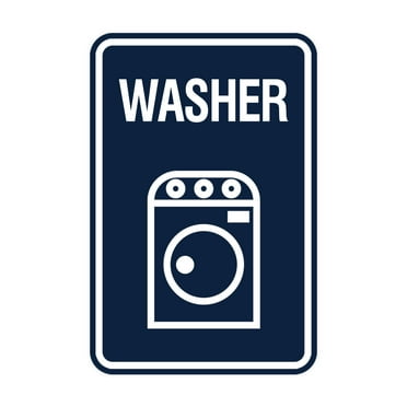 Signs ByLITA Portrait Round Washer Sign (Navy Blue / White) - Large
