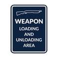 thumbnail image 1 of Signs ByLITA Portrait Round Weapon Loading And Unloading Area Door or Wall Sign | Gun Range Safety Warning Sign (Navy Blue / White) - Large, 1 of 1