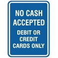 thumbnail image 1 of Signs ByLITA Portrait Round No cash accepted debit or credit cards only Sign - Laser-Engraved Lettering | Durable ABS Plastic | Vibrant Colors | Powerful Foam Tape (Blue) - Large, 1 of 2