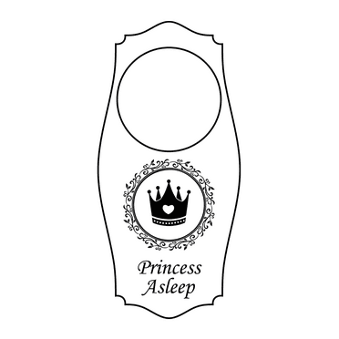 Signs ByLITA Princess Asleep Door Hanger - White, 4" x 8"