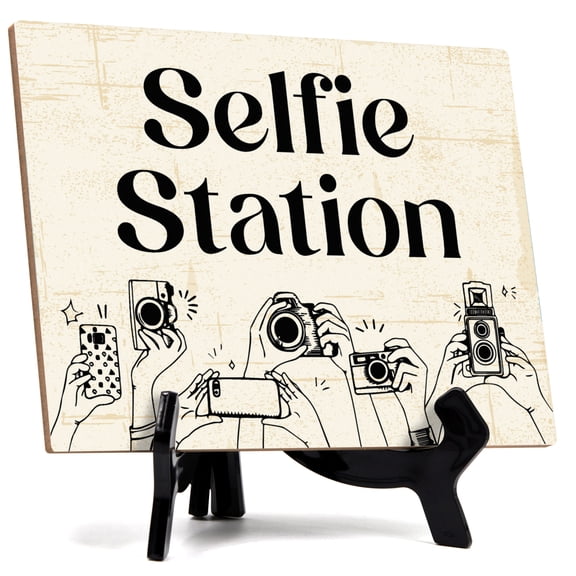 Signs ByLITA Selfie Station Wedding Decoration Table Sign with Acrylic Stand (6x8)