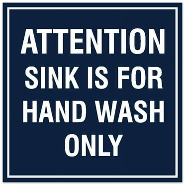 Signs ByLITA Square Attention Sink is for Hand Wash Only Sign - Easy Installation | Durable Material (Navy Blue / White) - Large
