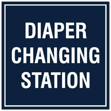 Signs ByLITA Square Diaper Changing Station Sign - Easy Installation | Durable Material (Navy Blue / White) - Large
