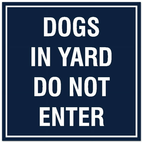 Signs ByLITA Square Dogs in Yard Do Not Enter Sign - Easy Installation | Durable Material (Navy Blue / White) - Small
