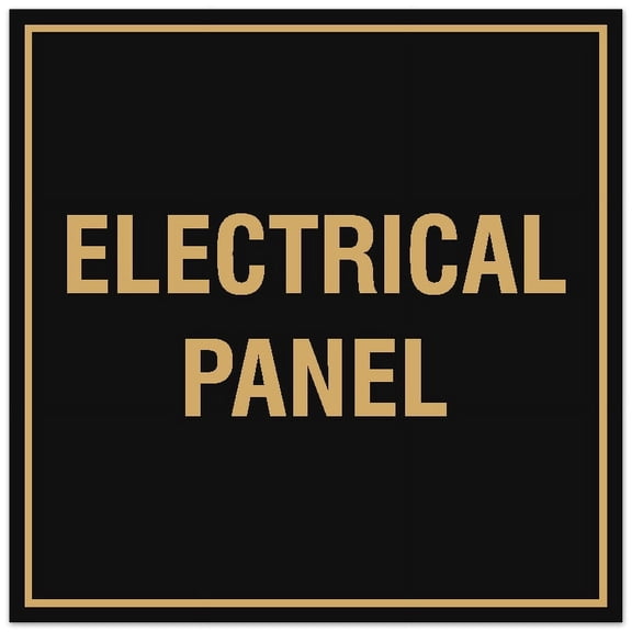 Signs ByLITA Square Electrical Panel Sign - Easy Installation | Durable Material (Black /Gold) - Small