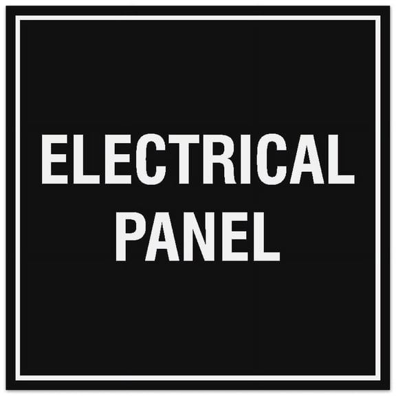 Signs ByLITA Square Electrical Panel Sign - Easy Installation | Durable Material (Black) - Large