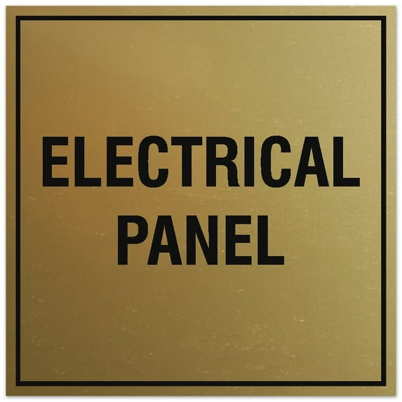 Signs ByLITA Square Electrical Panel Sign - Easy Installation | Durable Material (Brushed Gold) - Medium