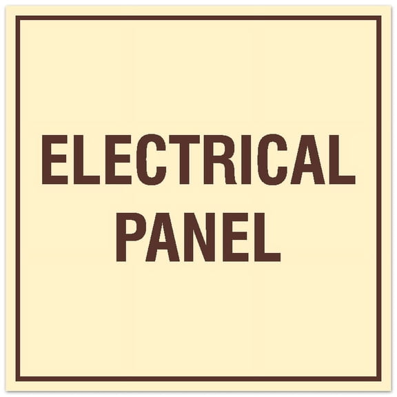 Signs ByLITA Square Electrical Panel Sign - Easy Installation | Durable Material (Ivory/Dark Brown) - Small