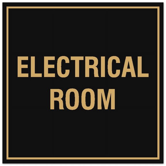 Signs ByLITA Square Electrical Room Sign - Easy Installation | Durable Material (Black /Gold) - Small