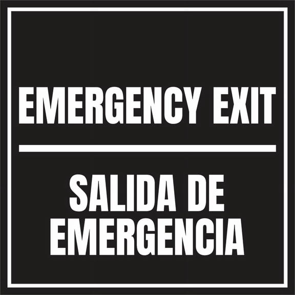 Signs ByLITA Square Emergency Exit Door or Wall Sign | Spanish Bilingual Business and Office Signs (Black) - Medium