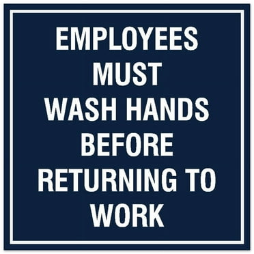 Signs ByLITA Square Employees Must Wash Hands Before Returning to Work Sign - Easy Installation | Durable Material (Navy Blue / White) - Large