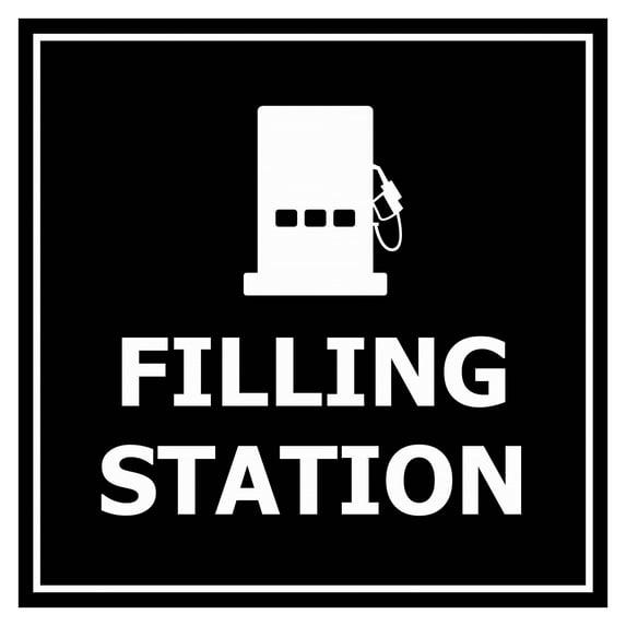 Signs ByLITA Square Filling Station Sign (Black) - Medium