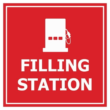 Signs ByLITA Square Filling Station Sign (Red) - Large