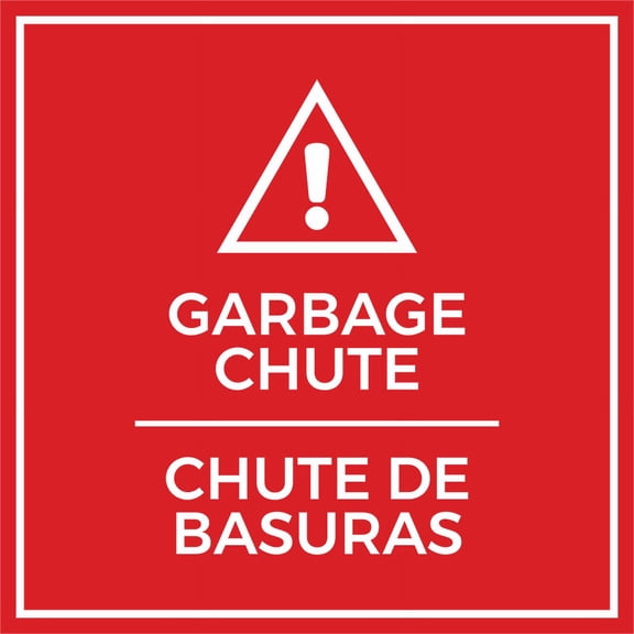 Signs ByLITA Square Garbage Chute Door or Wall Sign | Spanish Bilingual Business And Office Signs (Red) - Large