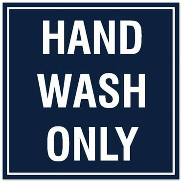 Signs ByLITA Square Hand Wash Only Sign - Easy Installation | Durable Material (Navy Blue / White) - Large