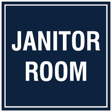 Signs ByLITA Square Janitor Room Sign - Easy Installation | Durable Material (Navy Blue / White) - Large