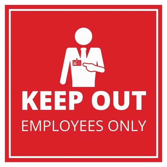 Signs ByLITA Square Keep Out Employees Only Sign (Red) - Medium