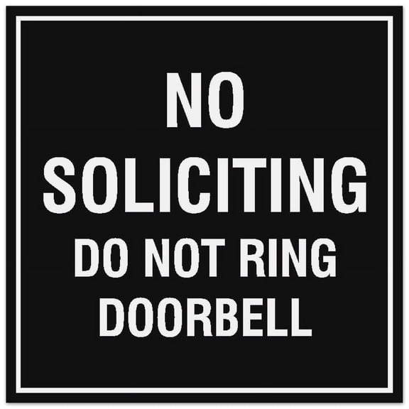 Signs ByLITA Square No Soliciting Do Not Ring Doorbell Sign - Easy Installation | Durable Material (Black) - Small
