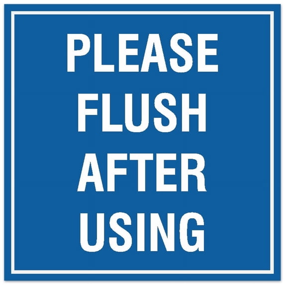 Signs ByLITA Square Please Flush After Using Sign - Easy Installation | Durable Material (Blue) - Large