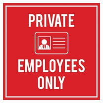 Signs ByLITA Square Private Employees Only Sign (Red) - Large