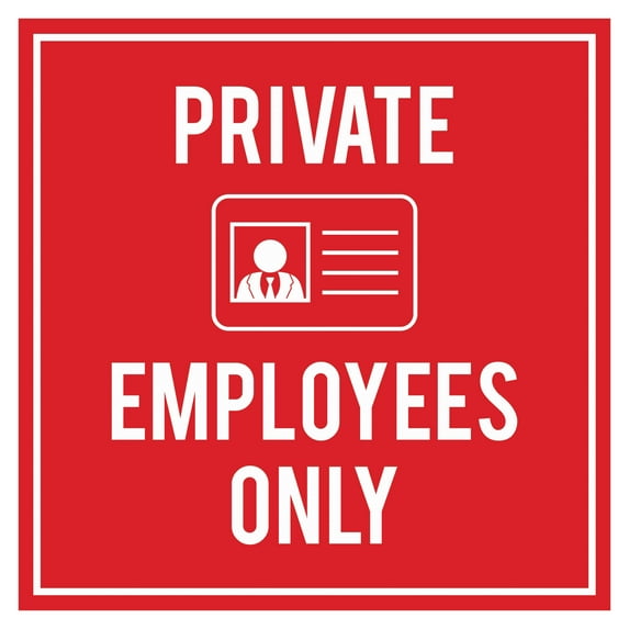 Signs ByLITA Square Private Employees Only Sign (Red) - Large