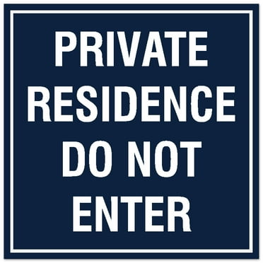 Signs ByLITA Square Private Residence Do Not Enter Sign - Easy Installation | Durable Material (Navy Blue / White) - Large