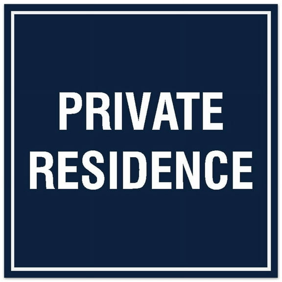 Signs ByLITA Square Private Residence Sign - Easy Installation | Durable Material (Navy Blue / White) - Small
