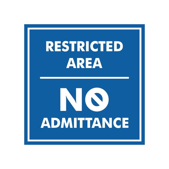 Signs ByLITA Square Restricted Area No Admittance Sign (Blue) - Large