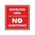 thumbnail image 1 of Signs ByLITA Square Restricted Area No Admittance Sign (Red) - Large, 1 of 7