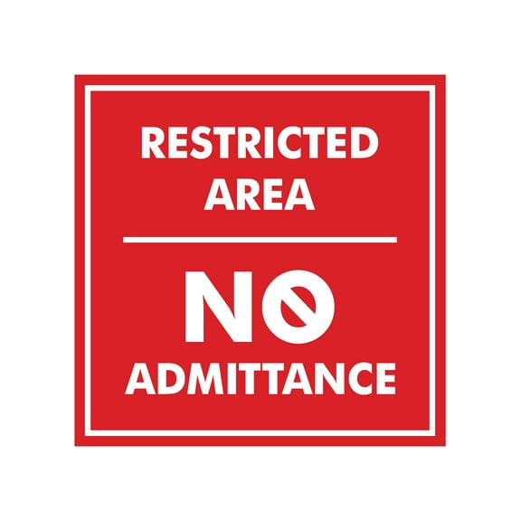 Signs ByLITA Square Restricted Area No Admittance Sign (Red) - Medium