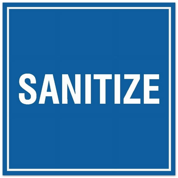 Signs ByLITA Square Sanitize Sign - Easy Installation | Durable Material (Blue) - Large