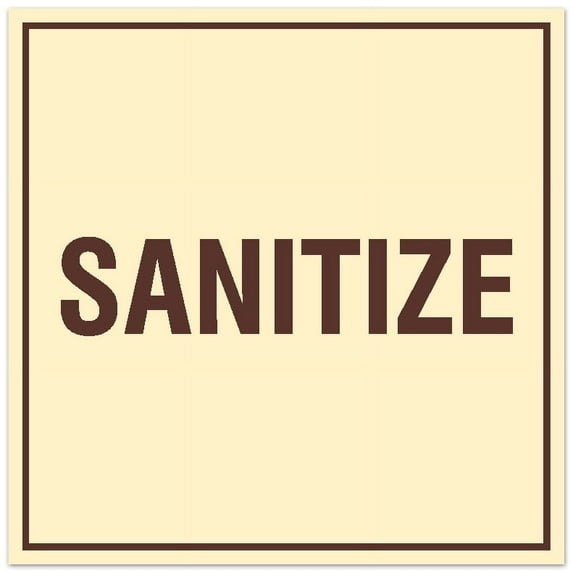Signs ByLITA Square Sanitize Sign - Easy Installation | Durable Material (Ivory/Dark Brown) - Small