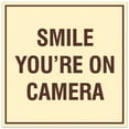 thumbnail image 1 of Signs ByLITA Square Smile You're on Camera Sign - Easy Installation | Durable Material (Ivory/Dark Brown) - Small, 1 of 3