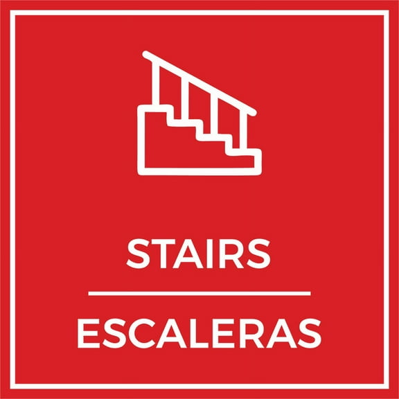 Signs ByLITA Square Stairs Door or Wall Sign | Spanish Bilingual Business and Office Signs (Red) - Large
