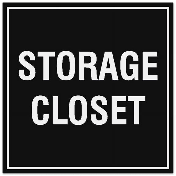 Signs ByLITA Square Storage Closet Sign - Easy Installation | Durable Material (Black) - Medium