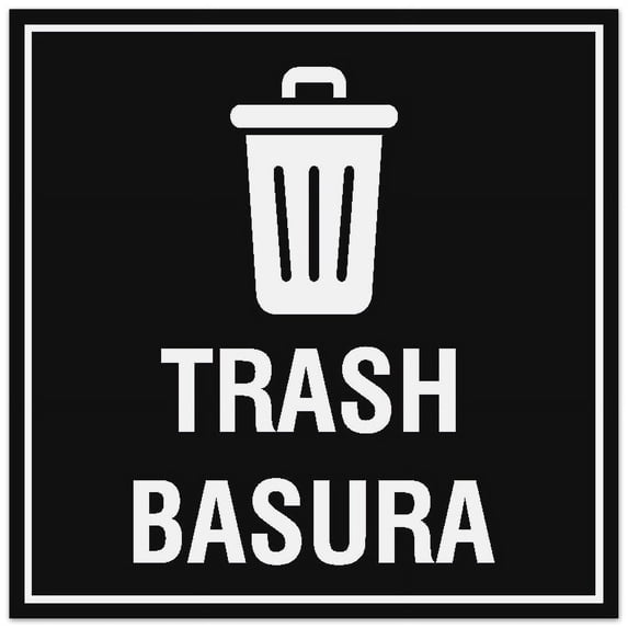 Garbage Sign Rectangle Signs ByLITA Square Trash Basura Sign - Easy Installation | Durable ...