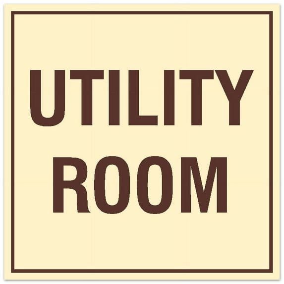 Signs ByLITA Square Utility Room Sign - Easy Installation | Durable Material (Ivory/Dark Brown) - Small