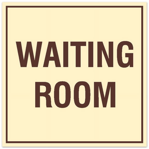 Signs ByLITA Square Waiting Room Sign - Easy Installation | Durable Material (Ivory/Dark Brown) - Small