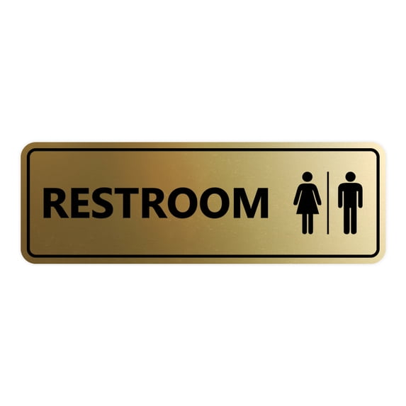 Signs ByLITA Standard All Gender Restroom(Brushed Gold) - Small 2" X 6"