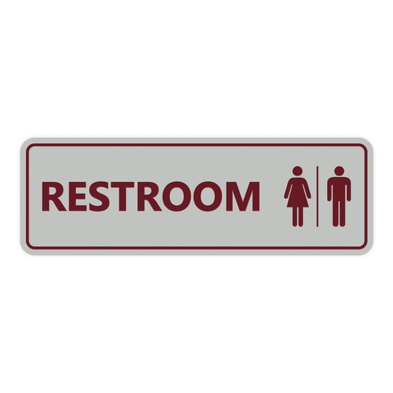 Signs ByLITA Standard All Gender Restroom(Light Grey / Burgundy) - Medium 2-3/4" X 7"