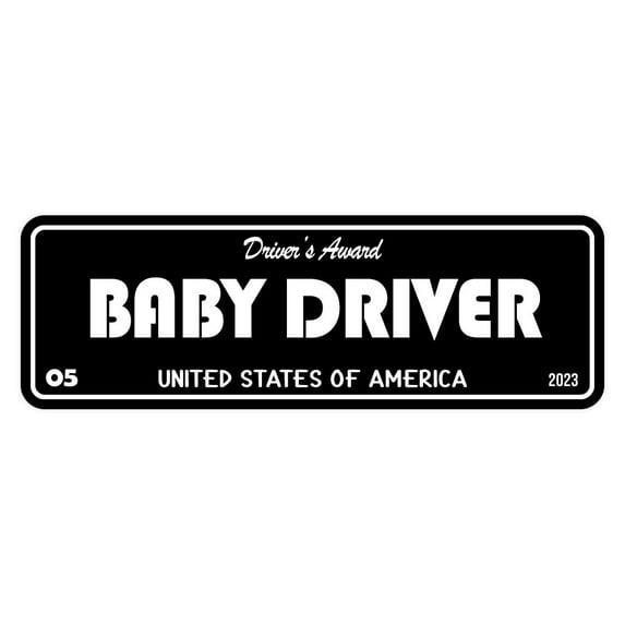Signs ByLITA Standard Baby Driver Sign (Black) - Small