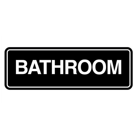 Signs ByLITA Standard Bathroom Wall or Door Sign | Easy Installation | Office & Home Restroom Sign (Black) - Large