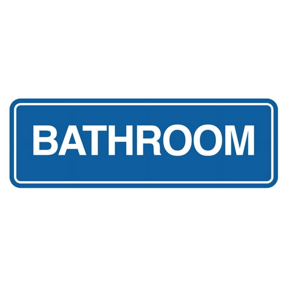 Signs ByLITA Standard Bathroom Wall or Door Sign | Easy Installation | Office & Home Restroom Sign (Blue) - Small