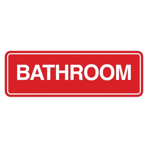 Signs ByLITA Standard Bathroom Wall or Door Sign | Easy Installation | Office & Home Restroom Sign (Red) - Medium