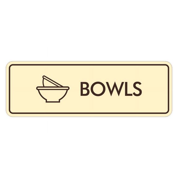 Signs ByLITA Standard Bowls Door or Wall Sign Easy Installation | Durable Construction | Kitchen Essentials | Hygiene | AirBnB Signs Sign (Ivory/Dark Brown) - Small