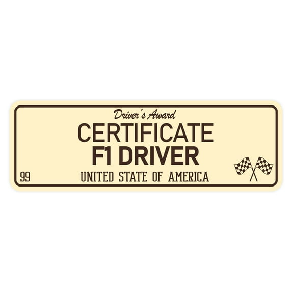 Signs ByLITA Standard Certificate F1 Driver Sign (Ivory/Dark Brown) - Small