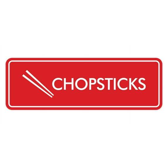 Signs ByLITA Standard Chopsticks Door or Wall Sign Easy Installation | Durable Construction | Kitchen Essentials | Hygiene | AirBnB Signs Sign (Red) - Small