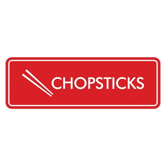 Signs ByLITA Standard Chopsticks Door or Wall Sign Easy Installation | Durable Construction | Kitchen Essentials | Hygiene | AirBnB Signs Sign (Red) - Large